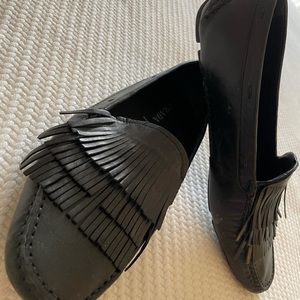 Prada black leather driving shoes